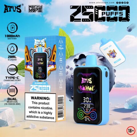 DE022 25000 Puffs Disposable Vape with Full screen rechargeable and adjustable airflow ATVS Vape