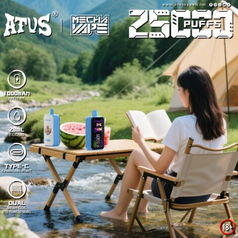 DE022 25000 Puffs Disposable Vape with Full screen rechargeable and adjustable airflow ATVS Vape