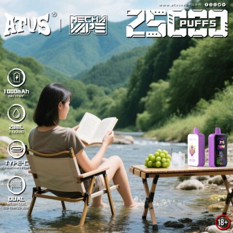 DE022 25000 Puffs Disposable Vape with Full screen rechargeable and adjustable airflow ATVS Vape