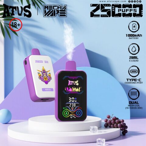 DE022 25000 Puffs Disposable Vape with Full screen rechargeable and adjustable airflow ATVS Vape