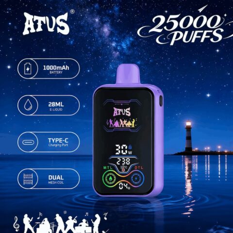 DE022 25000 Puffs Disposable Vape with Full screen rechargeable and adjustable airflow ATVS Vape