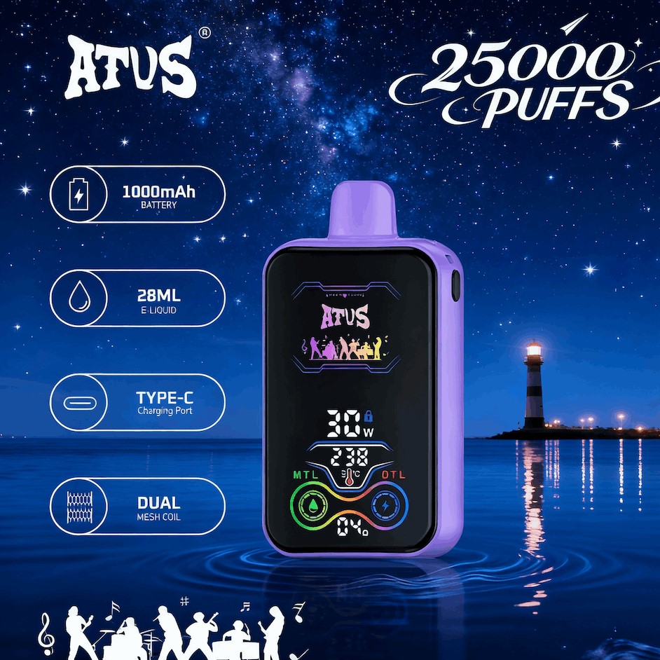 DE015 18000 Puffs Disposable Vape with LED display screen and adjustable airflow rechargeable ATVS Vape