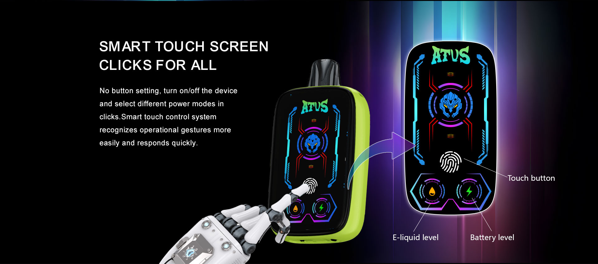 DE023 40000 Puffs Disposable Vape with Full screen rechargeable and adjustable airflow ATVS Vape
