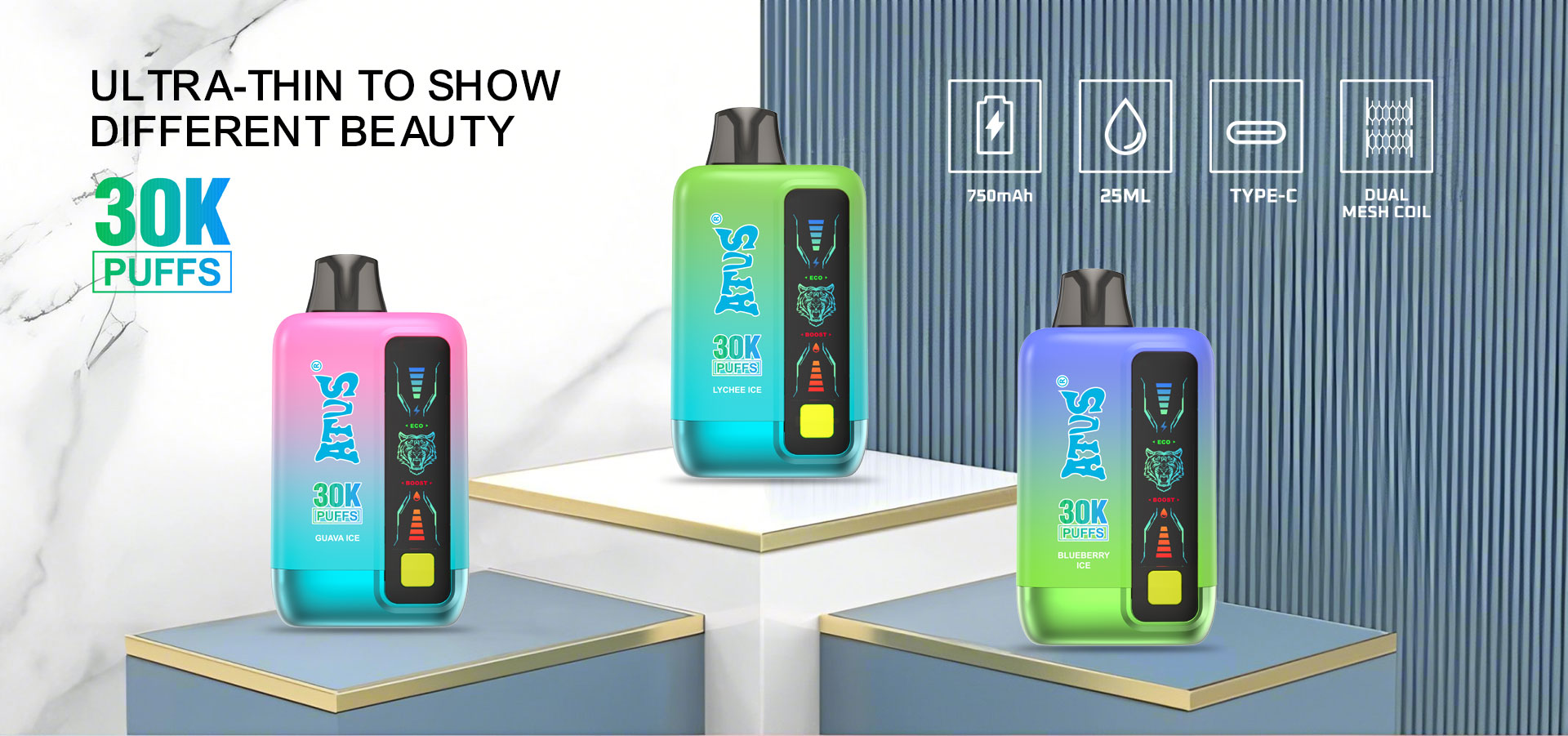 DE026 30000 Puffs Disposable Vape with LED display screen and adjustable airflow ATVS Vape