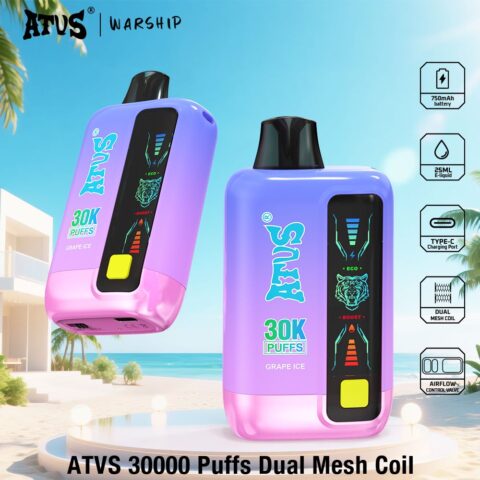 DE026 30000 Puffs Disposable Vape with LED display screen and adjustable airflow ATVS Vape