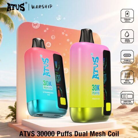 DE026 30000 Puffs Disposable Vape with LED display screen and adjustable airflow ATVS Vape