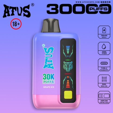 DE026 30000 Puffs Disposable Vape with LED display screen and adjustable airflow ATVS Vape