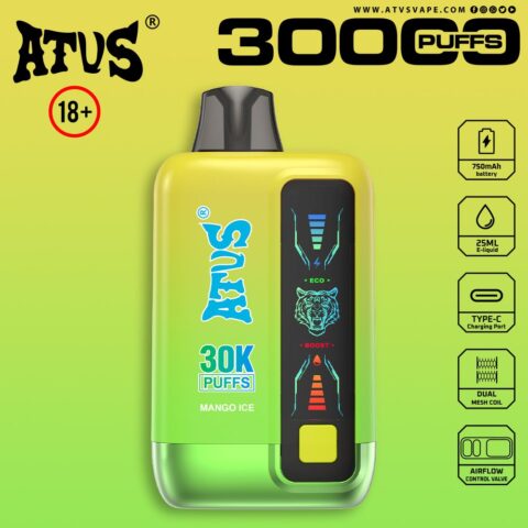 DE026 30000 Puffs Disposable Vape with LED display screen and adjustable airflow ATVS Vape