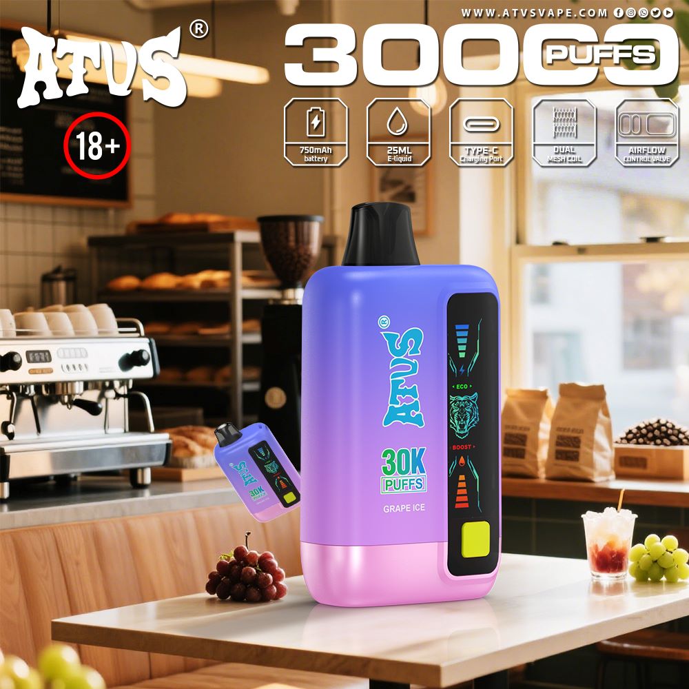 DE026 30000 Puffs Disposable Vape with LED display screen and adjustable airflow ATVS Vape