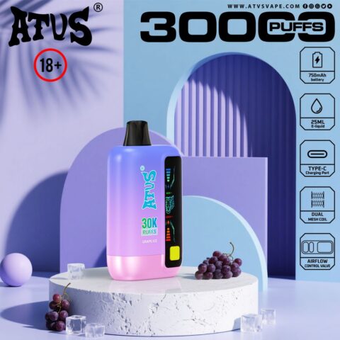 DE026 30000 Puffs Disposable Vape with LED display screen and adjustable airflow ATVS Vape