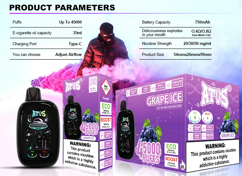 DE027 45000 Puffs Disposable Vape with rechargeable and adjustable airflow ATVS Vape