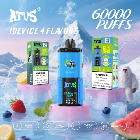DE030 60000 Puffs Disposable Vape with LED Display Screen and Adjustable Airflow Rechargeable ATVS Vape