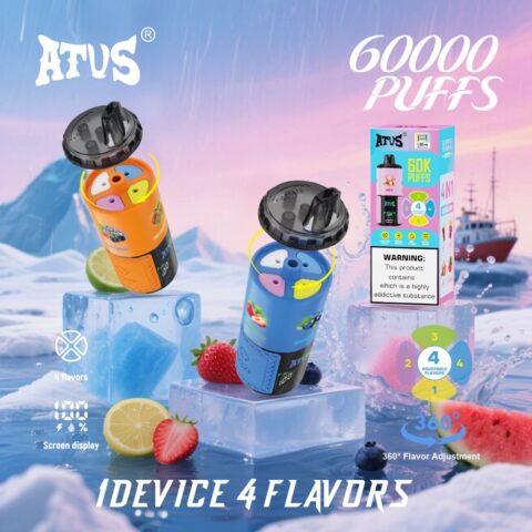 DE030 60000 Puffs Disposable Vape with LED Display Screen and Adjustable Airflow Rechargeable ATVS Vape