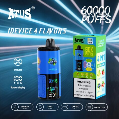 DE030 60000 Puffs Disposable Vape with LED Display Screen and Adjustable Airflow Rechargeable ATVS Vape