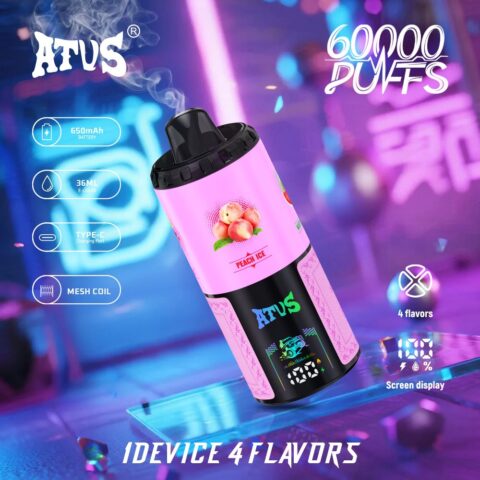 DE030 60000 Puffs Disposable Vape with LED Display Screen and Adjustable Airflow Rechargeable ATVS Vape