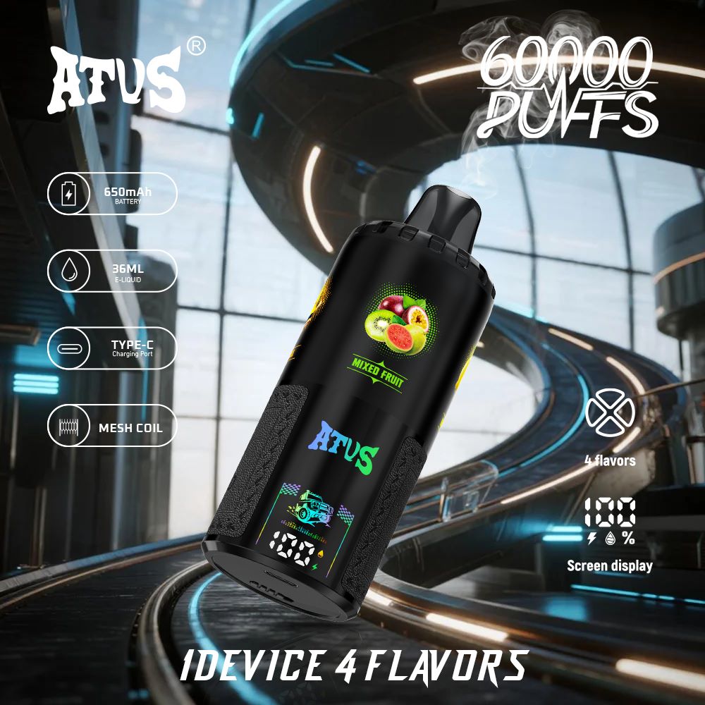 DE030 60000 Puffs Disposable Vape with LED Display Screen and Adjustable Airflow Rechargeable ATVS Vape