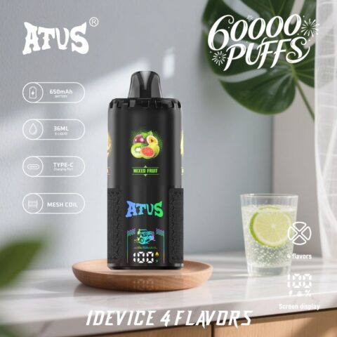 DE030 60000 Puffs Disposable Vape with LED Display Screen and Adjustable Airflow Rechargeable ATVS Vape