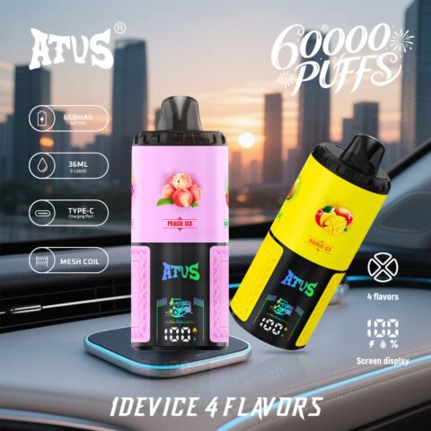 DE030 60000 Puffs Disposable Vape with LED Display Screen and Adjustable Airflow Rechargeable ATVS Vape