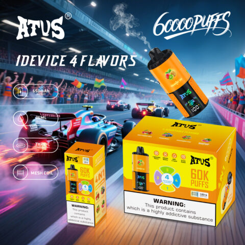 DE030 60000 Puffs Disposable Vape with LED Display Screen and Adjustable Airflow Rechargeable ATVS Vape