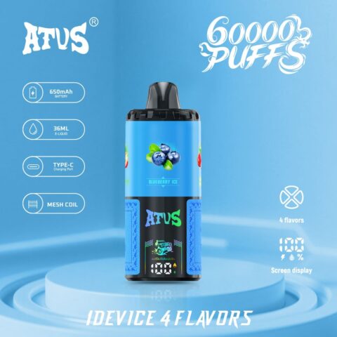 DE030 60000 Puffs Disposable Vape with LED Display Screen and Adjustable Airflow Rechargeable ATVS Vape