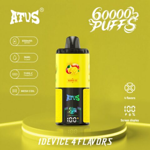 DE030 60000 Puffs Disposable Vape with LED Display Screen and Adjustable Airflow Rechargeable ATVS Vape