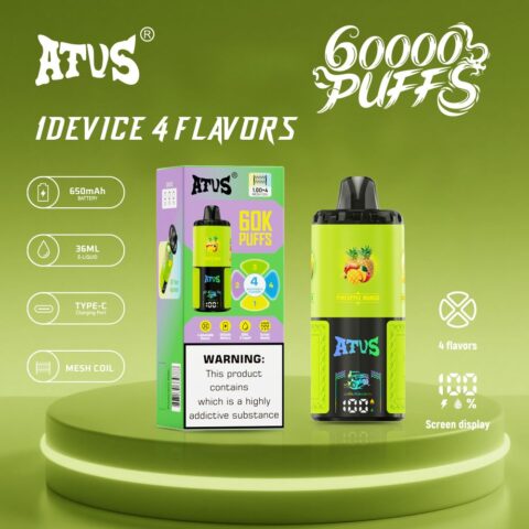 DE030 60000 Puffs Disposable Vape with LED Display Screen and Adjustable Airflow Rechargeable ATVS Vape