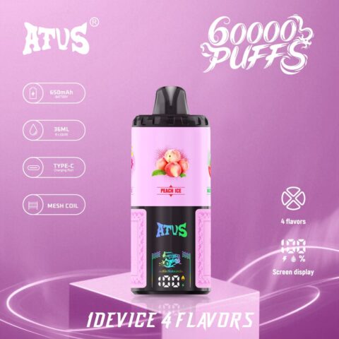 DE030 60000 Puffs Disposable Vape with LED Display Screen and Adjustable Airflow Rechargeable ATVS Vape