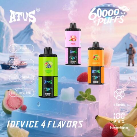 DE030 60000 Puffs Disposable Vape with LED Display Screen and Adjustable Airflow Rechargeable ATVS Vape