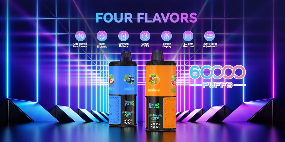 DE030 60000 Puffs Disposable Vape with LED Display Screen and Adjustable Airflow Rechargeable ATVS Vape