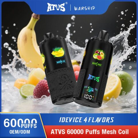 DE030 60000 Puffs Disposable Vape with LED Display Screen and Adjustable Airflow Rechargeable ATVS Vape