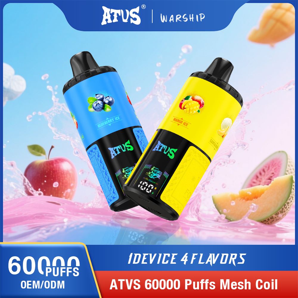 DE030 60000 Puffs Disposable Vape with LED Display Screen and Adjustable Airflow Rechargeable ATVS Vape