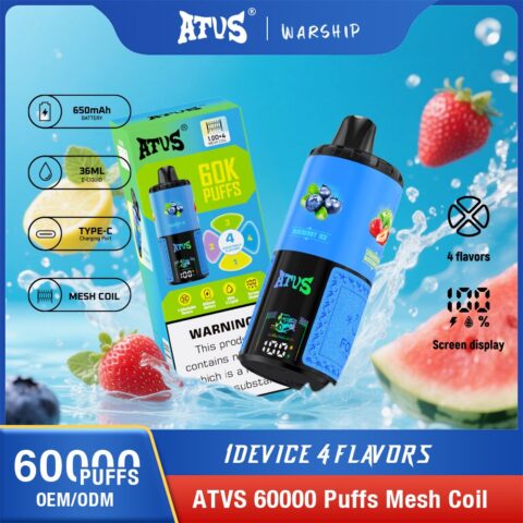 DE030 60000 Puffs Disposable Vape with LED Display Screen and Adjustable Airflow Rechargeable ATVS Vape