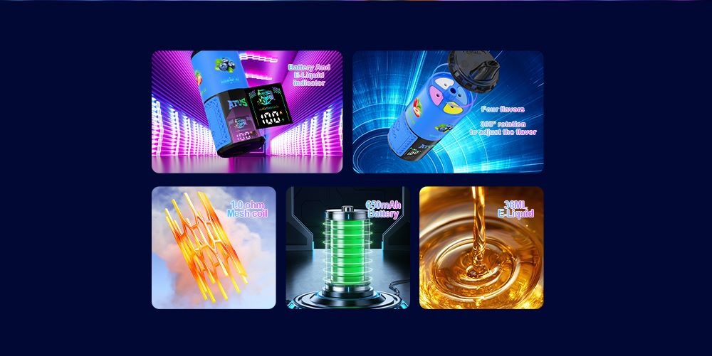 DE030 60000 Puffs Disposable Vape with LED Display Screen and Adjustable Airflow Rechargeable ATVS Vape