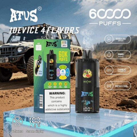 DE030 60000 Puffs Disposable Vape with LED Display Screen and Adjustable Airflow Rechargeable ATVS Vape