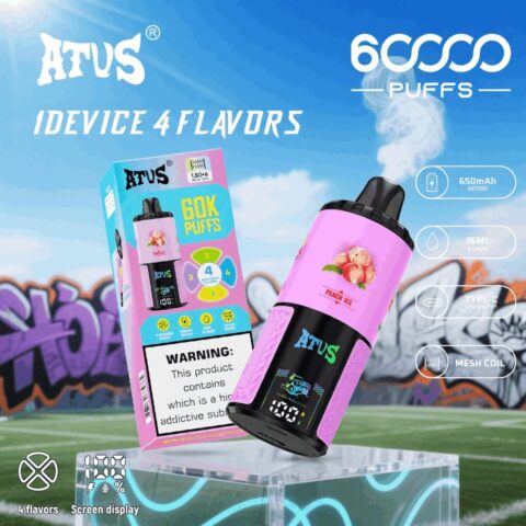 DE030 60000 Puffs Disposable Vape with LED Display Screen and Adjustable Airflow Rechargeable ATVS Vape