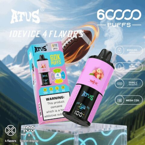 DE030 60000 Puffs Disposable Vape with LED Display Screen and Adjustable Airflow Rechargeable ATVS Vape