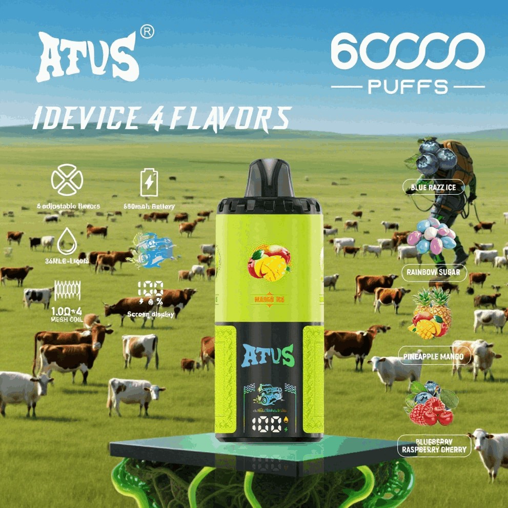 DE030 60000 Puffs Disposable Vape with LED Display Screen and Adjustable Airflow Rechargeable ATVS Vape