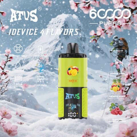 DE030 60000 Puffs Disposable Vape with LED Display Screen and Adjustable Airflow Rechargeable ATVS Vape