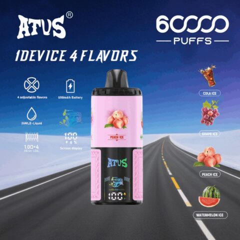 DE030 60000 Puffs Disposable Vape with LED Display Screen and Adjustable Airflow Rechargeable ATVS Vape