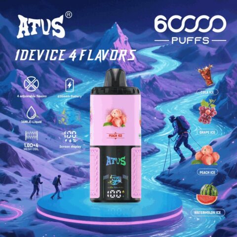 DE030 60000 Puffs Disposable Vape with LED Display Screen and Adjustable Airflow Rechargeable ATVS Vape