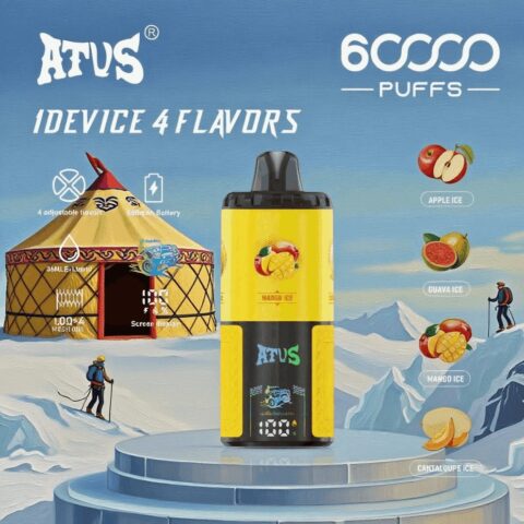 DE030 60000 Puffs Disposable Vape with LED Display Screen and Adjustable Airflow Rechargeable ATVS Vape