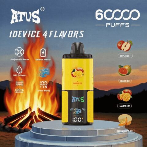 DE030 60000 Puffs Disposable Vape with LED Display Screen and Adjustable Airflow Rechargeable ATVS Vape