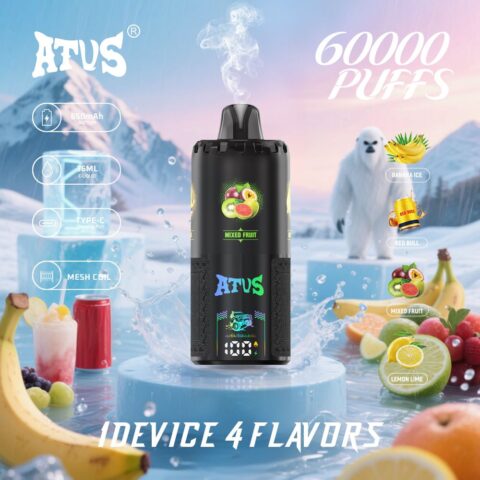 DE030 60000 Puffs Disposable Vape with LED Display Screen and Adjustable Airflow Rechargeable ATVS Vape