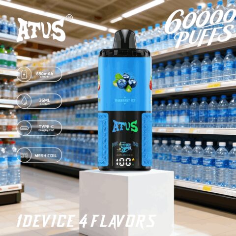 DE030 60000 Puffs Disposable Vape with LED Display Screen and Adjustable Airflow Rechargeable ATVS Vape