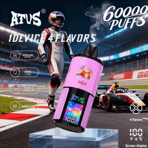 DE030 60000 Puffs Disposable Vape with LED Display Screen and Adjustable Airflow Rechargeable ATVS Vape