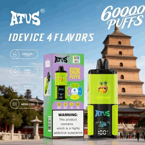 DE030 60000 Puffs Disposable Vape with LED Display Screen and Adjustable Airflow Rechargeable ATVS Vape