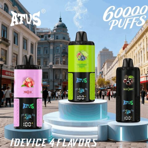 DE030 60000 Puffs Disposable Vape with LED Display Screen and Adjustable Airflow Rechargeable ATVS Vape