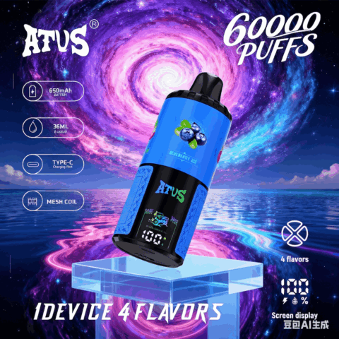 DE030 60000 Puffs Disposable Vape with LED Display Screen and Adjustable Airflow Rechargeable ATVS Vape
