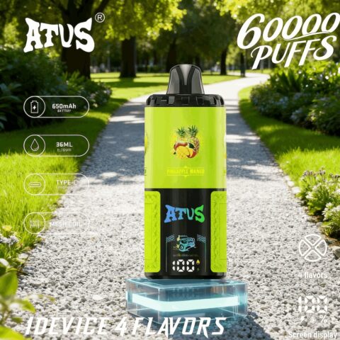 DE030 60000 Puffs Disposable Vape with LED Display Screen and Adjustable Airflow Rechargeable ATVS Vape