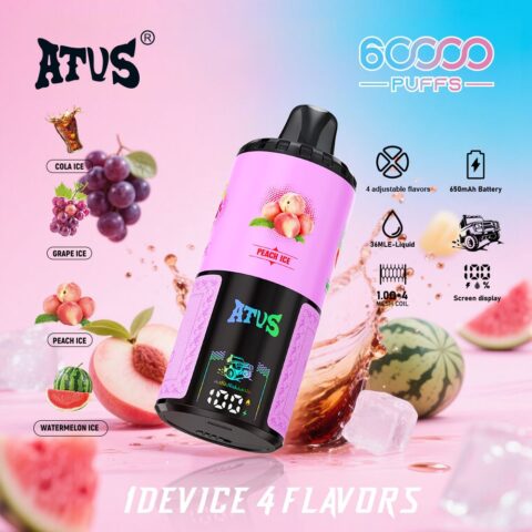 DE030 60000 Puffs Disposable Vape with LED Display Screen and Adjustable Airflow Rechargeable ATVS Vape